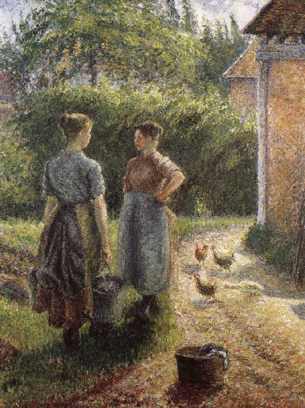 Camille Pissarro Woman in front of farmhouse
